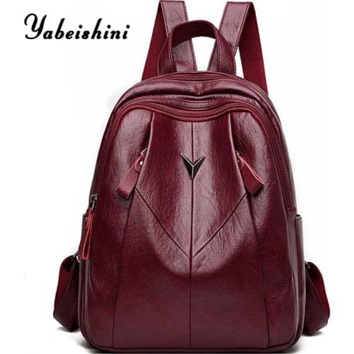 Women Leather Backpack For Teenage Girls Large Capacity Travel Back pack Fashion Female Tassel Backpack soft Rucksacks Sac A Dos