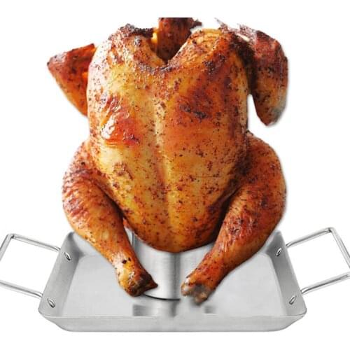 1Set Barbecue Grilling Baking Cooking Pans Non-Stick Chicken Roaster Rack With Bowl BBQ Accessories Tools grilled chicken Pans