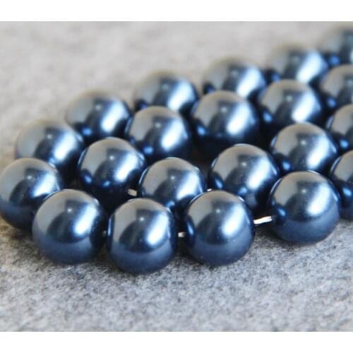 14mm fashion Dark Blue Shell glass beads DIY women delicate design Accessories gift 15inch 2pc/lot Wholesale and retail