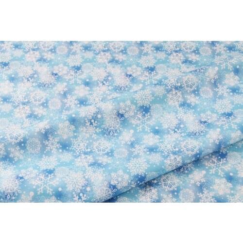 145cm Width Cartoon Snowflake Printed 100%Cotton Fabric For Cushion Cover/Diy Handbag/Slipcover/Curtain DIY Sewing