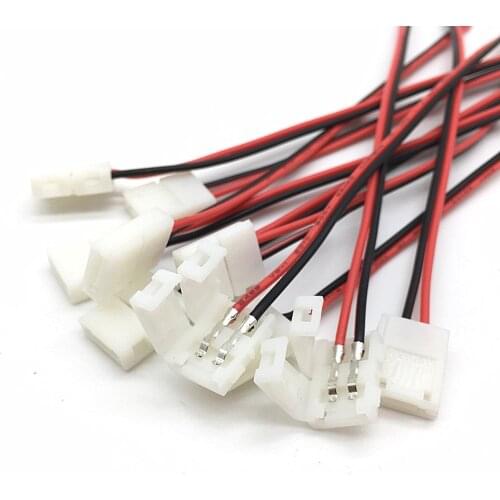 2 Pin Led Strip Connectors 8 mm 10 mm No Soldering Power Wire Connector For 3528/5050 Led Strip Wire PCB Ribbon 10Pcs/lot