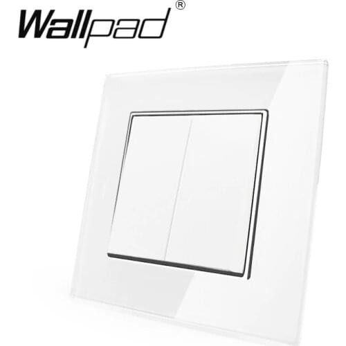 2 Gang Reset Switch with Claws Wallpad 110-250V White Crystal Glass EU 2 Gang Momentary Contact Light Switch like Bell