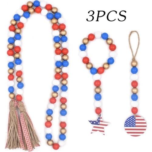 3pcs Garland Farmhouse Home Decor Rustic Country Natural Holiday Christmas Tree Boho Decorations Mantel Wall Hanging Prayer Bead