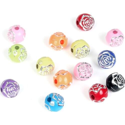 6/8mm Black White Multicolor Rose Acrylic Beads For Jewelery Marking Loose Spacer Beads Bracelets Jewelry Finding Accessories