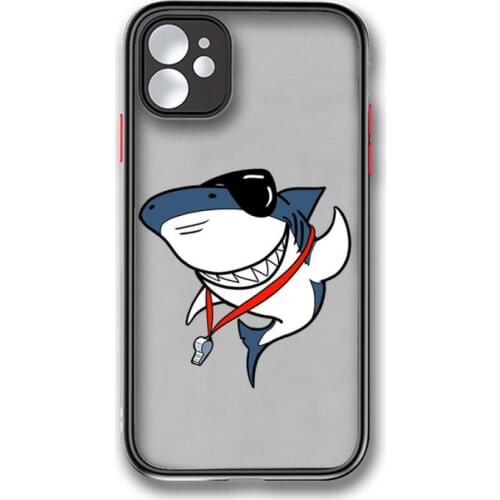 Cute shark Phone Case Colorful Bumper Shockproof Trasparent For iPhone 12 11 Pro Max XR X XS 7 8 Plus Cover