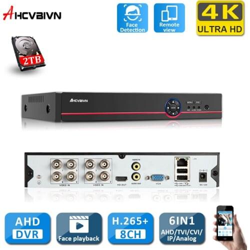 AI Face Detection Face recognition Face Playback 4CH AHD Network Video Recorder H.265+ 8MP Hybrid DVR NVR IP Camera Security kit