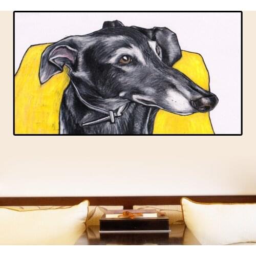 Large Size Animal Oil Paintings Greyhound Wall Pictures For Living Room Canvas Painting Art Prints Posters Home Decor framed