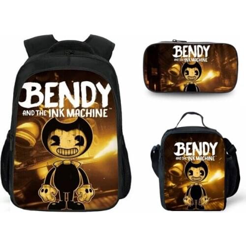 3pcs Cartoon Bendy School Bag Sets For Girls Boys Kids Children 3D Print Backpack Large Bookbag Kids Mochilas