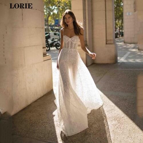 LORIE Lace Wedding Dress 2019 Spaghetti Straps Lace Vestidos de novia Elegant Backless Boho Wedding Gowns