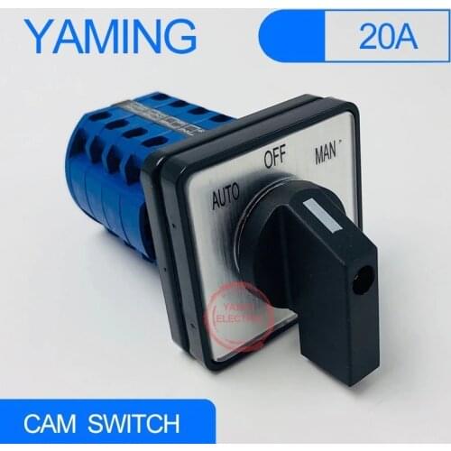 Cam Switch AUTO-OFF-MAN 3 Positions LW28-20 LW26-20 Control Motor Changeover Switch Latching 20A 4 poles YMW26-20/4