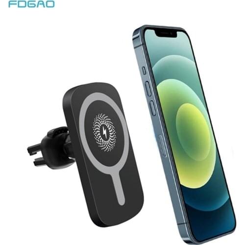 FDGAO 15W Magnetic Car Wireless Charger Mount Stand For iPhone 12 Mini Pro Max Fast Charging Wireless Charger Car Phone Holder