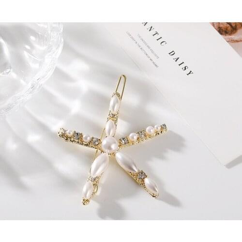 New Fashion Jewelry Simple Simulation Pearl Starfish Versatile Hairpin Wholesale Hair Jewelry Hair Accessories Women Accessories