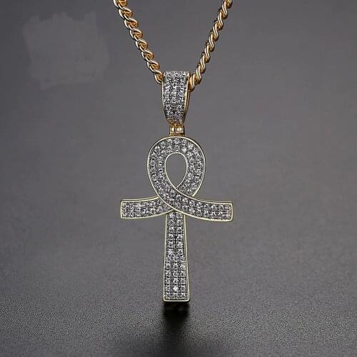 Funmode Fashion Hip Hop Punk Cubic Zircon Pave Cross Pendant Necklace For Men Party Accessories perfumes mujer originales FN209