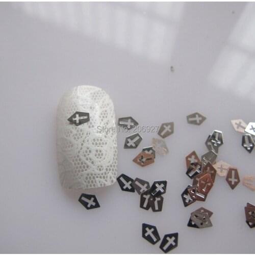 MS170-1 100pcs Silver Cute Cross Metal Sticker Nail Art Metal Sticker Nail Art Decoration Non-adhesive Sticker