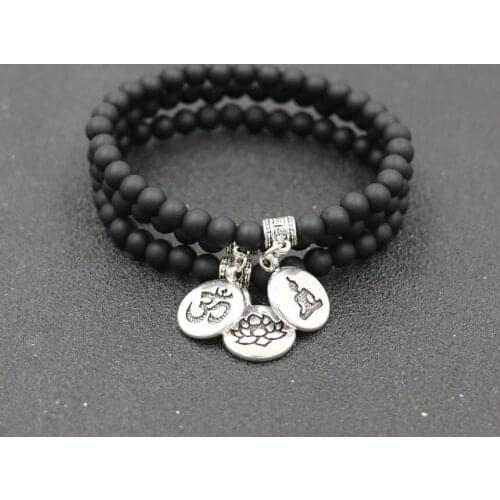 Trendy Natural Stone Bracelet Men Gold Lotus Yoga Reiki Chakra Buddha Bracelets For Couples Beads Bracelet Jewelry Tobilleras