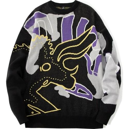 2021 Men Sweater Winter Warm Harajuku Fashion Male Brand Sweater Hip Pop Streetwear Casual Loose Knitting Pullovers Men Sweater