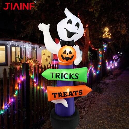 Halloween Inflatable Decorations With Led Lighted Outdoor Party Pumpkin Ghost Grim Reaper Street Sign White Ghost With Build-In