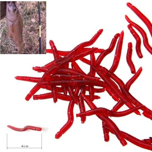 New 100pcs 4.5cm Bloodworm Soft Fish Bionic Baits High Quality PVC Earthworm Fish Baits Lures Red