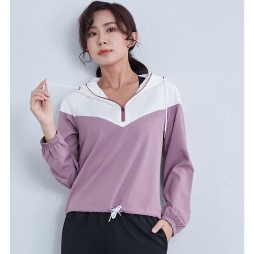 New Women Sports Running Pullovers Gym Yoga Hoodie Half Zipper Fitness Workout Outwear Sportswear Summer Sun Protection Clothing