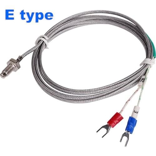 One Pack of 2 PCS M6 Screw Probe Thermocouple E Type Temperature Sensor 2M Cable for Industrial Temperature Controller