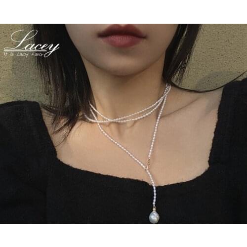 Natural Oyster Pearl Necklace Women Baroque Pearl Necklace For Girls Fashion Long Irregular Pearl Necklace