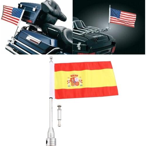 Fit for Harley Sportster 883 XL1200 Touring Road King Glide Motorcycle Rear Side Mount Luggage Rack Spanish Flag Pole Chrome