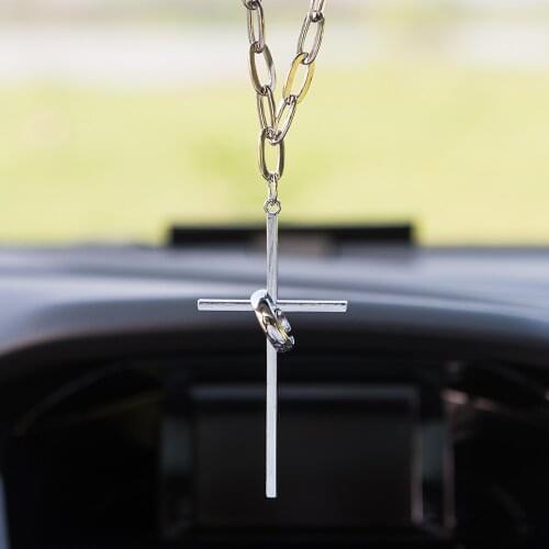 Car Pendant Jesus Crucifix Cross ring Ornaments Charms Rearview Mirror Decoration Hanging Auto Decor Cars Accessories Hot Gifts