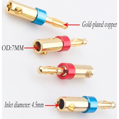 Pure copper gold-plated banana plug solder-free lantern structure speaker cable audio plug power amplifier