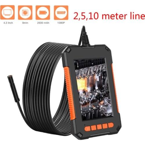 1Set 2m/5m/10m Industrial Endoscope 1080P High Definition Borescope 8mm Inspection Snake Camera with 4.3" Display Screen 8 LED L
