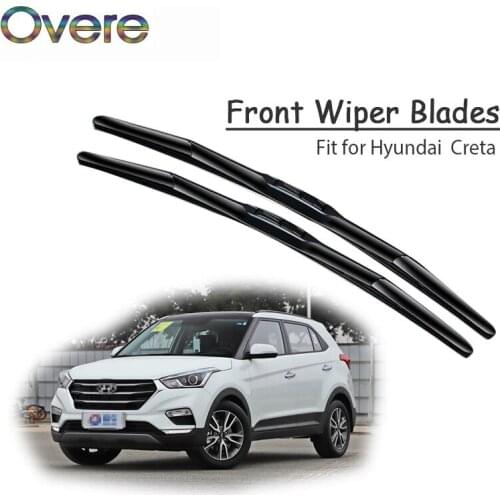 Overe 1Set Rubber Car Front Wiper Blade Kit For Hyundai Creta ix25 2018 2017 2016 2015 2014 Windscreen Original Accessories