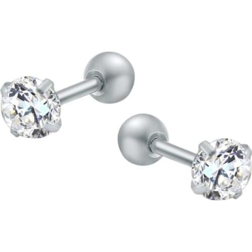 2019 Hot Sale Stainless Steel Round Square Zircon Gem Ear Tragus Cartilage Earring Body Piercing Jewelry