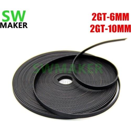 SWMAKER 10M 2GT-10MM 2GT-6MM PU steel wire opening synchronous belt Width 10mm/6mm for Mendel Rostock DIY 3D printer GT2 pulley