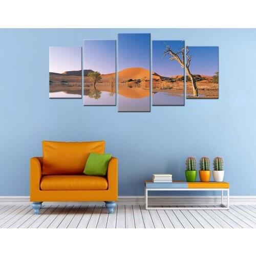 Unframed Modern Landscape Artwork Lake In Desert HD Canvas Prints Beautiful Scenery Picture to Photo Painting On Canvas Wall Art