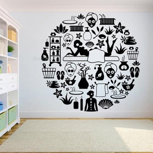 Spa Sign Facials Wall Decal Home Decoration Vinyl Wall Stickers For Beauty Salon Window Stickers Removable Art Wallpaper LL2142