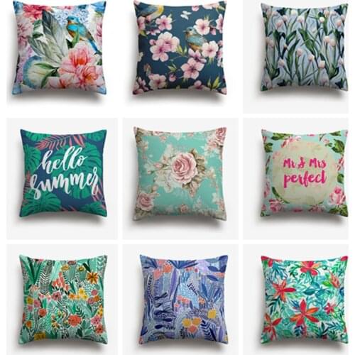Sweetenlife 60x60cm Floral Plant Cushion Cover Pastoral Style Pillow Cases Home Decor High Quality White Linen Decorative Pillow