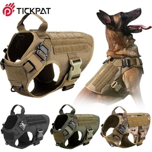 Tactical Service Dog Vest Harness K9 Military Molle Dog Vest for Outdoor Training Hunting Waterproof Pet Dog Harness 1050D Nylon