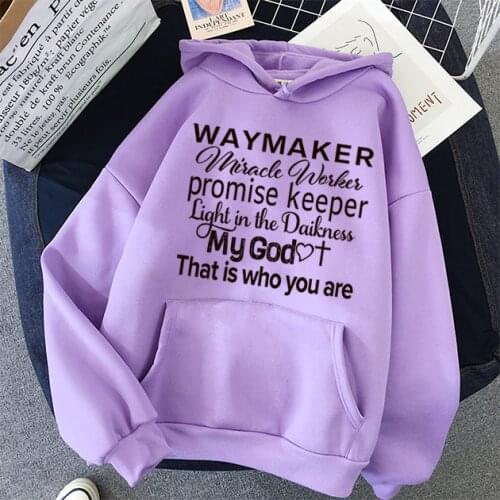 New Waymaker Miracle Worker Promise Keeper Women Hoodies Slogan Quote Religion Christian Bible Baptism Hoodie Female Pullovers