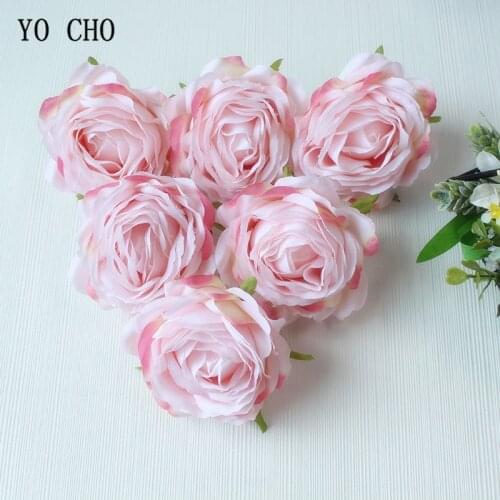YO CHO Artificial Rose Flowers Garland White Silk Peony Big Flower Heads Birthd Wedding Party Decoration DIY Wreath Fake Flowers
