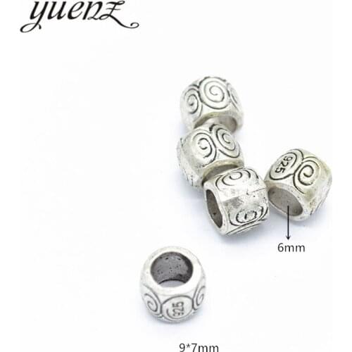 YuenZ 10pcs DIY Round Charms For Jewelry Making Antique Silver color Big Hole Spacers Beads Charm Spacers Beads 9*7mm R40