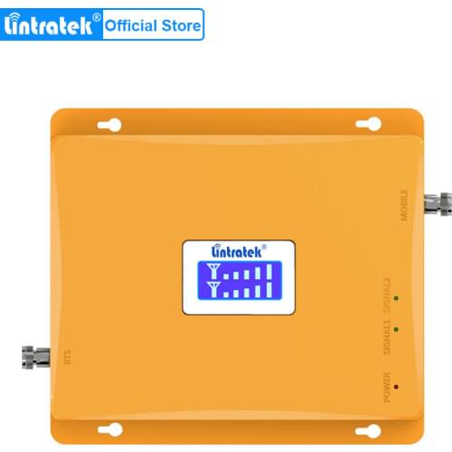 Lintratek LCD Display 3G W-CDMA 2100MHz + GSM 900Mhz Dual Band Mobile Phone Signal Booster GSM 2G 3G UMTS 2100 Signal Repeater