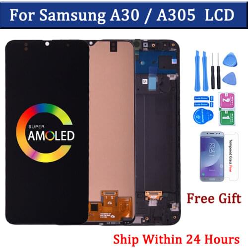 Display For Super Amoled SAMSUNG GALAXY A30 A305/DS A305FN A305G LCD Touch Screen Digitizer Assembly For Samsung A30 Replacemen