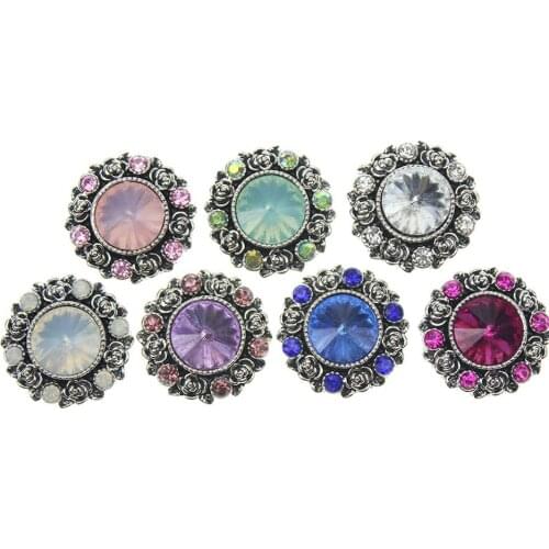 10pcs/lot New Snap Jewelry Flower Snap Buttons 18mm Button Charm for Women Fit Silver Leather Snap Bracelet