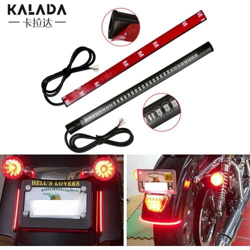 2 pcs 2835 3014 SMD Motorcycle Tail Lamp Glow LED Daytime Running Light Strip For Motorbike Turn Signal Braking Lights Bar Red