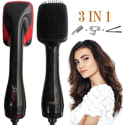 Hair Dryer Brush 3 In 1 Hair Straightener Volumizer Hot Comb Hair Dryer Brush Curling Iron Blower Dryer Brushes Hairstyling Tool
