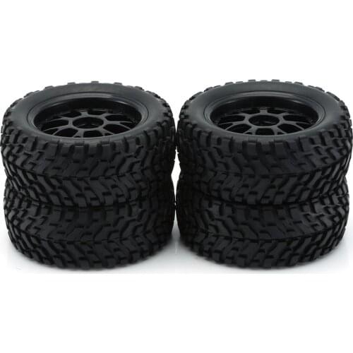 4Pcs Wheel Tyre Rubber Tire With Plastic Hub for 1/10 Scale RC Short-course Truck Anti-skid Surface Rubber Tire RC Accessory