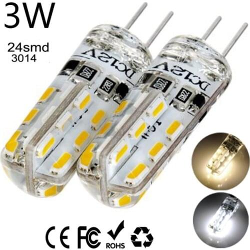 50PCS 3W G4 Base AC/DC12V/220V LED Bulb Lamp SMD 3014 White / Warm White Led Light 360 Degree Beam Angle Spotlight