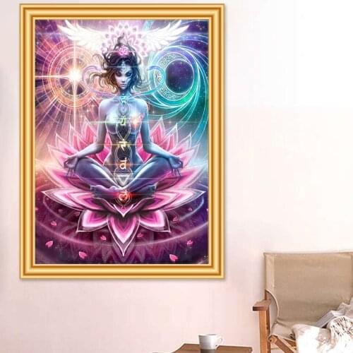 5D DIY Diamond Painting Buddha Cross Stitch Kits Crafts Full Square Round Diamond Embroidery Mosaic Picture of Rhinestones Decor