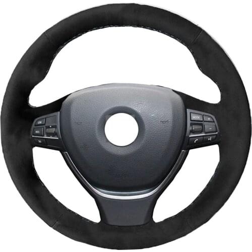 Alcantara Leather Suede Car Steering Wheel Cover Red Color Marker on Top for BMW F10 2014 520i 528i 2013 2014 730Li 740Li 750Li