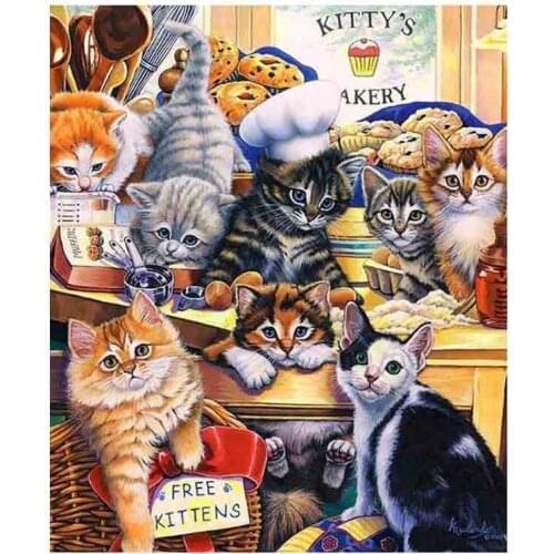 Kexinzu Full Square Round Drill 5D DIY Diamond Painting "Animal Cat" 3D Embroidery Cross Stitch Mosaic Home Decor Gift