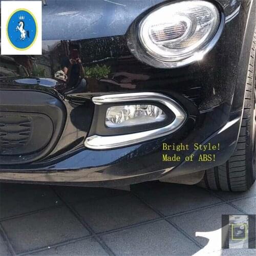 Yimaautotrims Auto Accessory Front Head Fog Lights Foglights Lamp Eyelid Eyebrow Cover Kit Fit For Fiat 500X 2015 2016 2017 2018